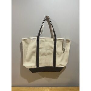 Lands'‎ End Extra Large  Canvas Tote Boat Bag Brown/Cognac 33x38" Y2K